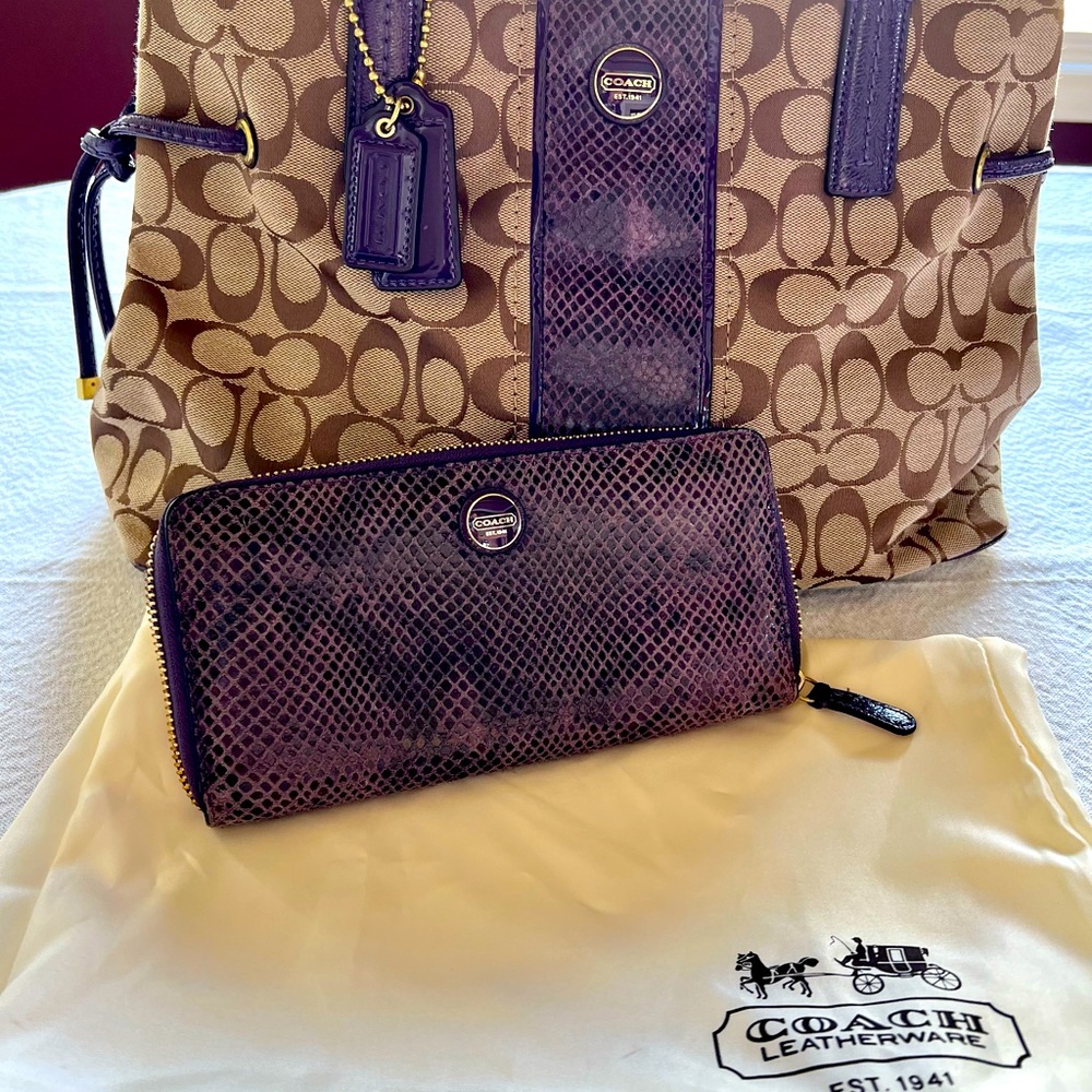 Coach signature tote and matching wallet